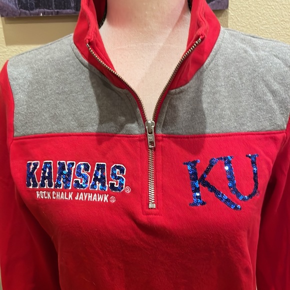 PINK VICTORIA SECRET 5TH & OCEAN KANSAS KU 1/4 ZIP SWEATSHIRT SIZE XS - Picture 4 of 10